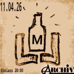 Auf einem Hellbraunen Hintergrund ist in der Mitte ein Logo, links nach rechts, ein L, eine Flasche mit einem M darauf und und ein spiegelverkehrtes L, +Daten zur Veranstaltung