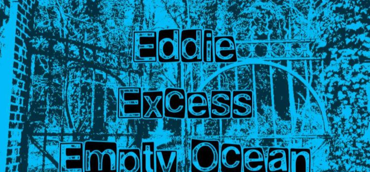 Ein Schwarze-blau Bild von einem großen Gartentor. Davor sind einzelne Zeichen auf schwarzen Rechecken. Sie ergeben die Informationen Datum, welche Bands usw.